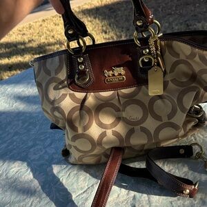 Coach Signature Shoulder Bag in Brown and Tan